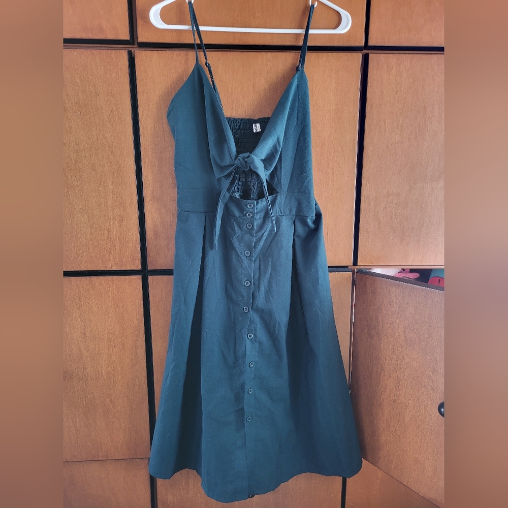 Tie-front & Button-Down MIDI Dress